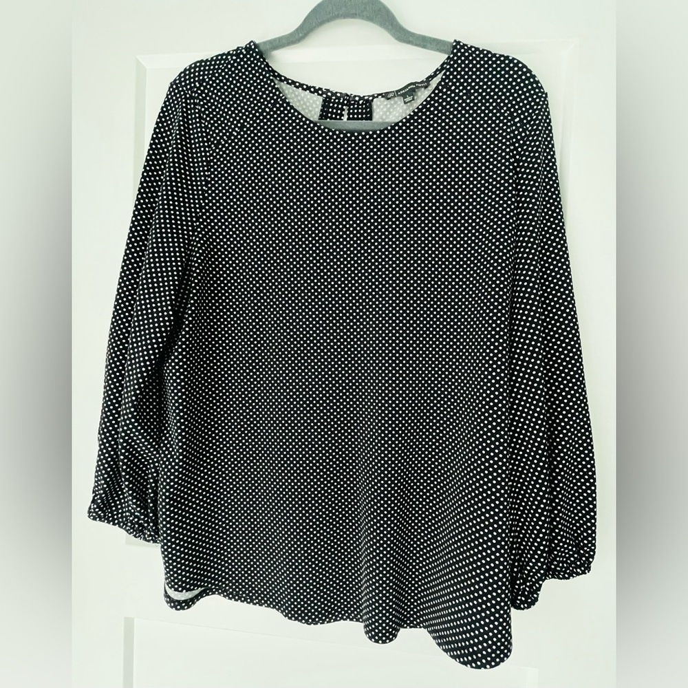 EUC Adrianna Papell Black and‎ White Polka Dot Blouse, Large